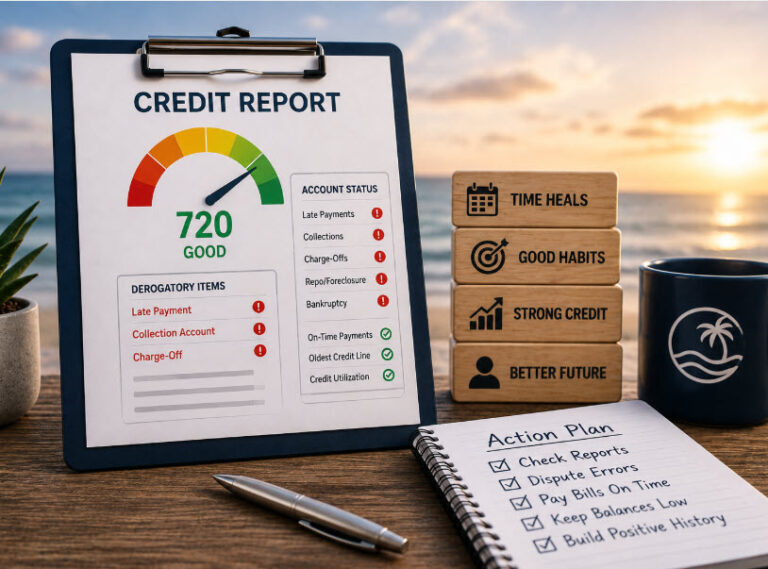 Learn what derogatory items on your credit report mean, how long they can remain and what you can do to rebuild your credit over time.
