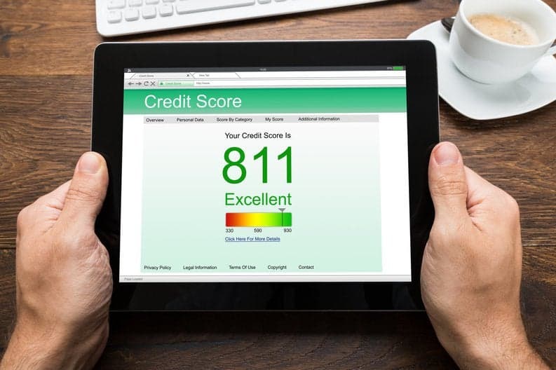 excellent credit score on tablet