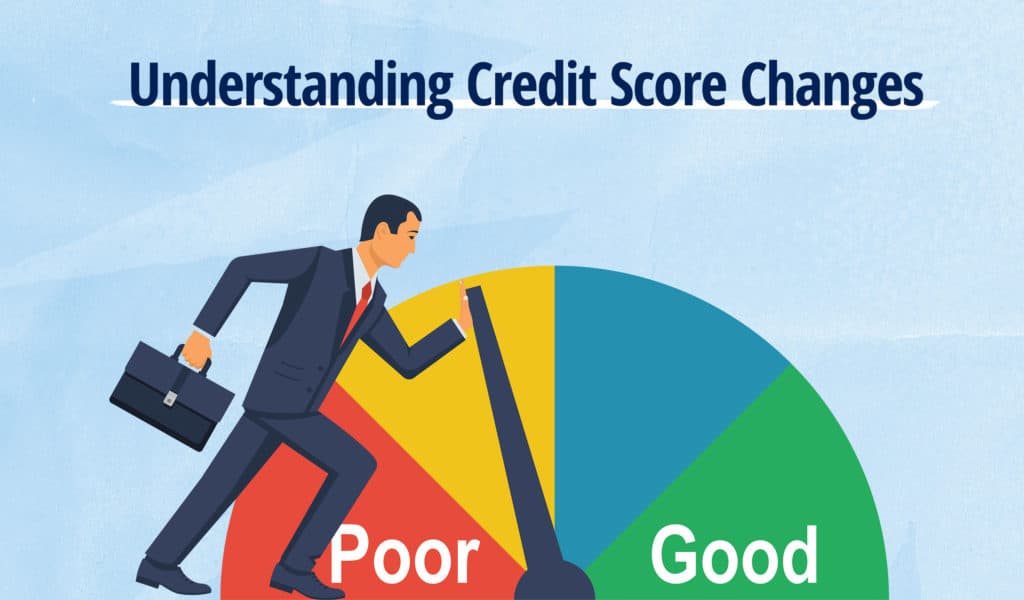 understanding credit score changes with a businessman running towards good credit