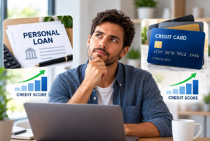 Compare personal loans vs. credit cards, how each affects your credit score, their pros and cons and which option may be better for building credit.