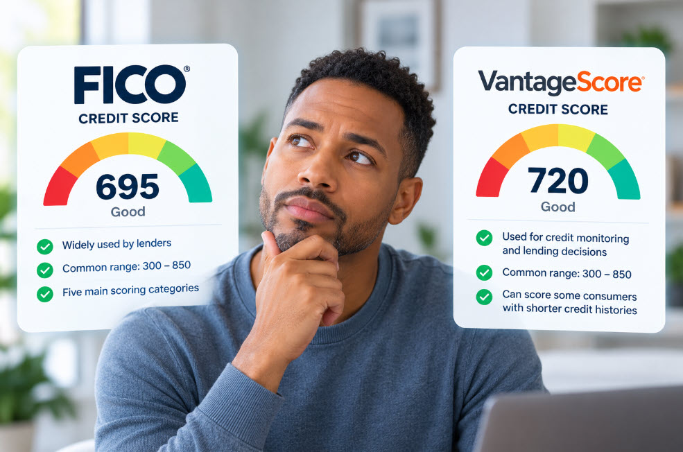 Learn the key differences between FICO and VantageScore, why your credit scores may vary, which models lenders use and how authorized user tradelines may affect both.
