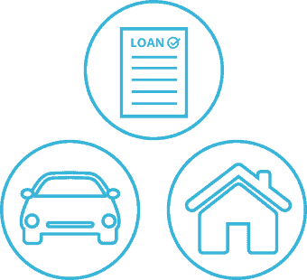 car, loan, house icons